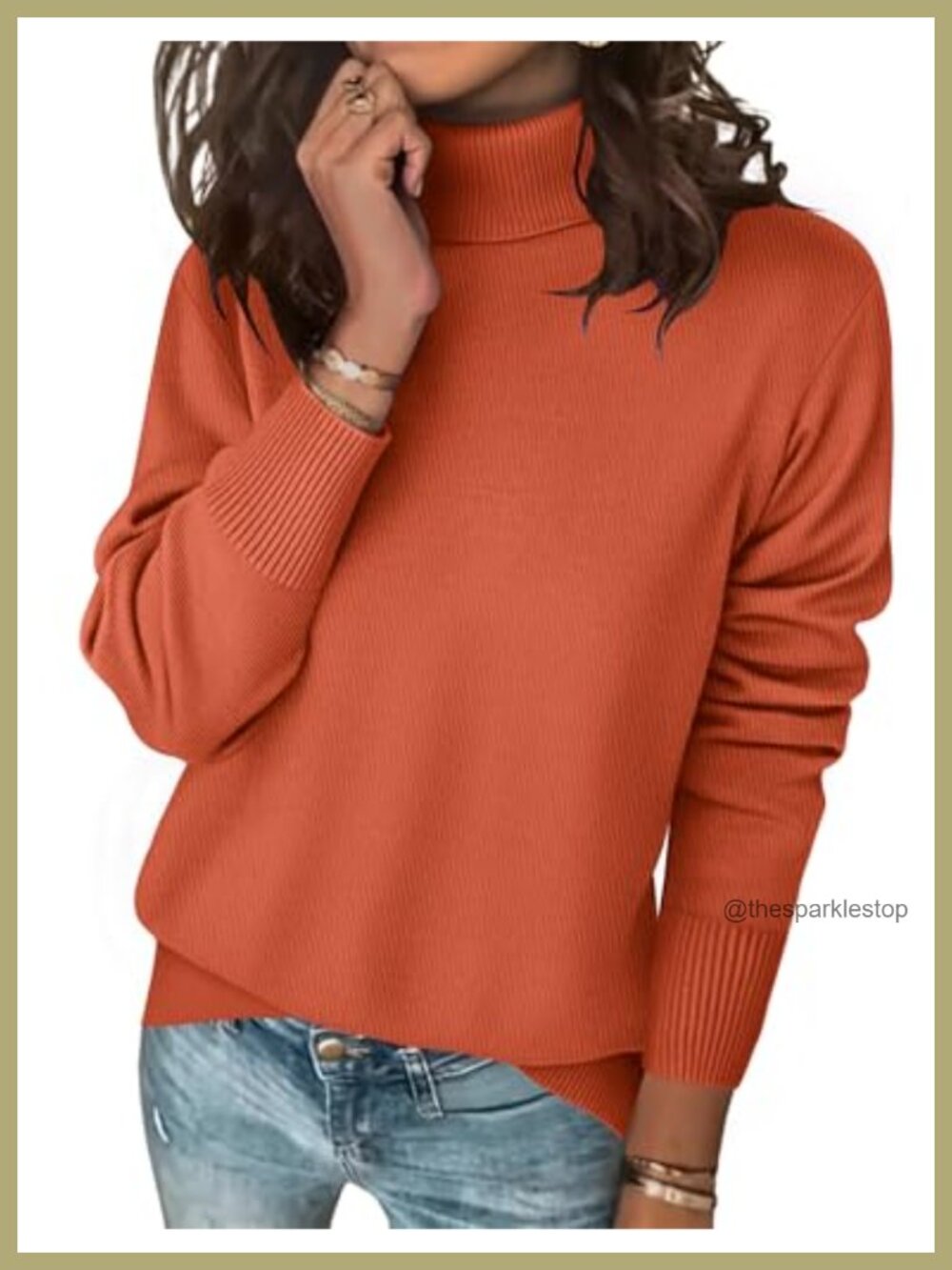 Turtleneck Sweater Long Sleeve Knit Pullover Top Casual